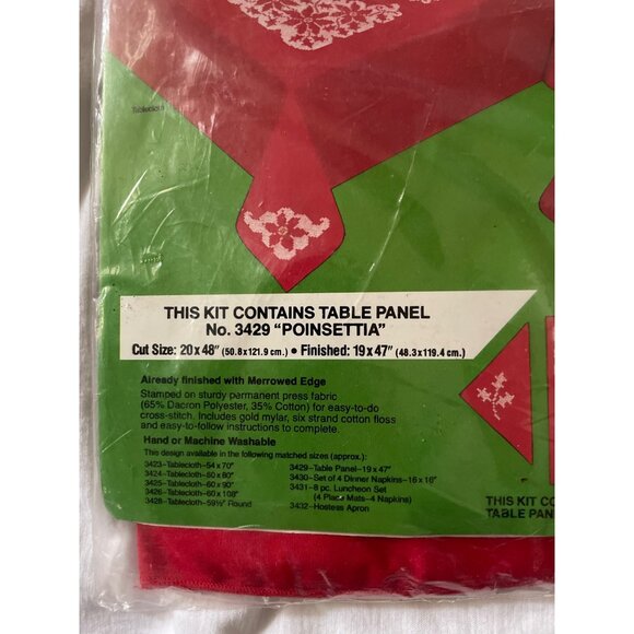 Bucilla Christmas Needlecraft Kit No. 3429 "Poinsettia" Easy-Care Table Panel Se - Picture 2 of 13